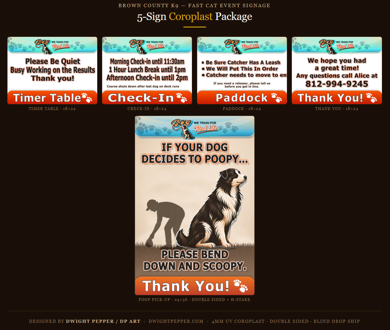 BCK9 — Coroplast Sign Package (5 Signs)
